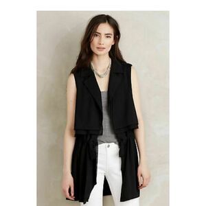 Anthropologie Cartonnier River Road Draped Front Vest in Black Sz XS